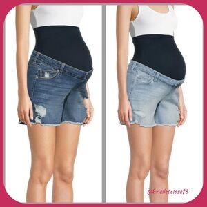 2 Pairs 🌸 New Time and Tru Women's Maternity Denim Destructed Shorts, Medium